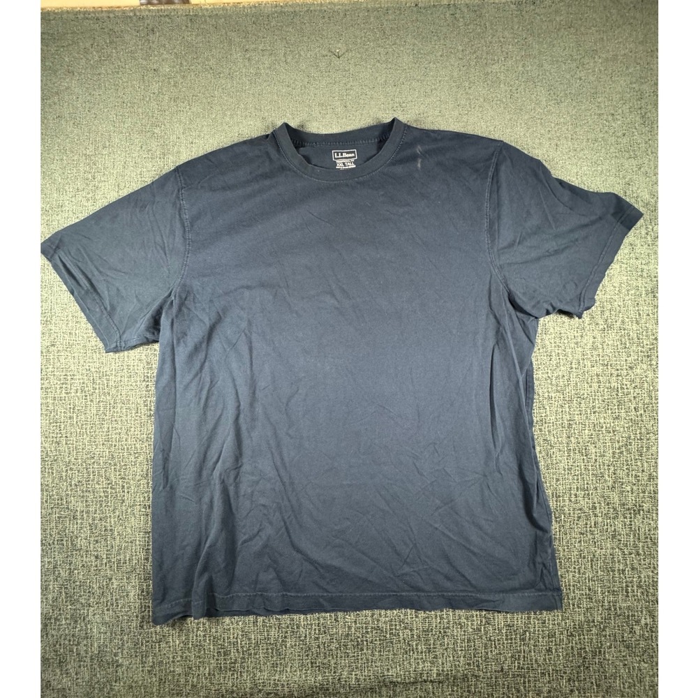 LL Bean Mens XXL Tall Navy Blue Traditional Fit Cotton Short Sleeve T-Shirt